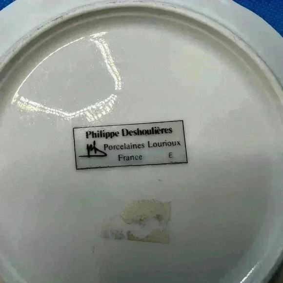 Set of 4 LIMOGES PHILIPPE DESHOULIERES Porcelain Canape Plates MERCHANTS ROW - Picture 6 of 6